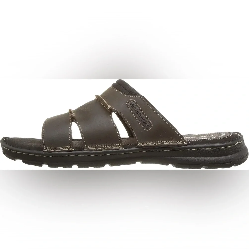 🔥Rockport Men's Dark Brown Darwyn Slide Brand New in Box‼️still in packaging‼️